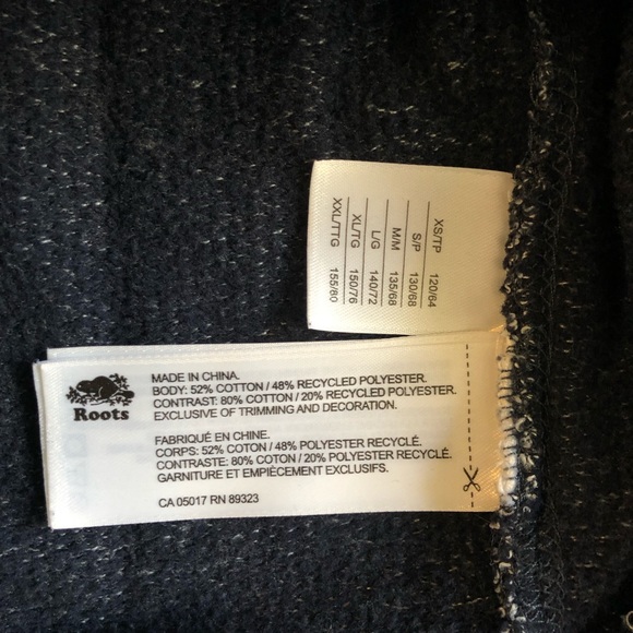 Roots kids youth size Large 9-10 years navy blue and grey hoodie with pocket - Picture 8 of 16